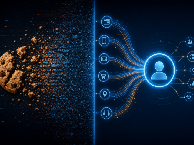 First-party data vs third-party data comparison — crumbling cookies versus unified customer profiles